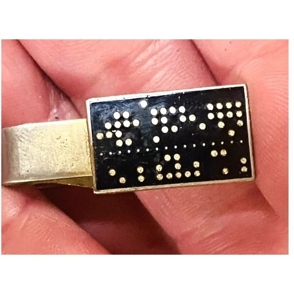 Vintage Robbins Co Attleboro Computer Punch Card IBM Tie Clip Mid Century